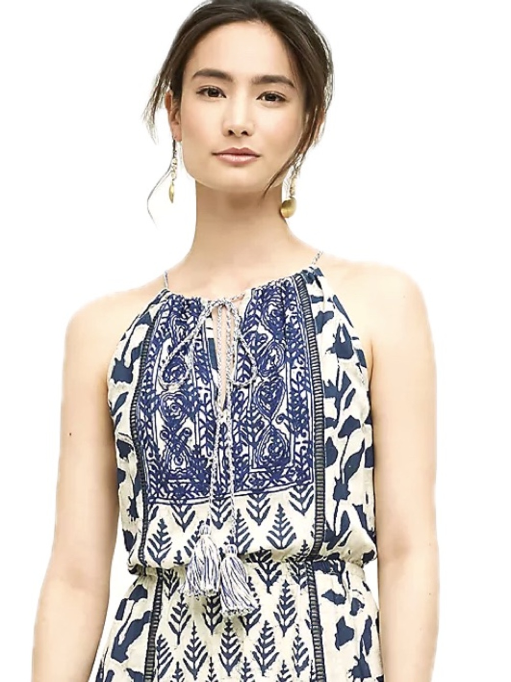Philosophy Republic boho high low maxi dress halter tie front large NWT - Picture 3 of 10
